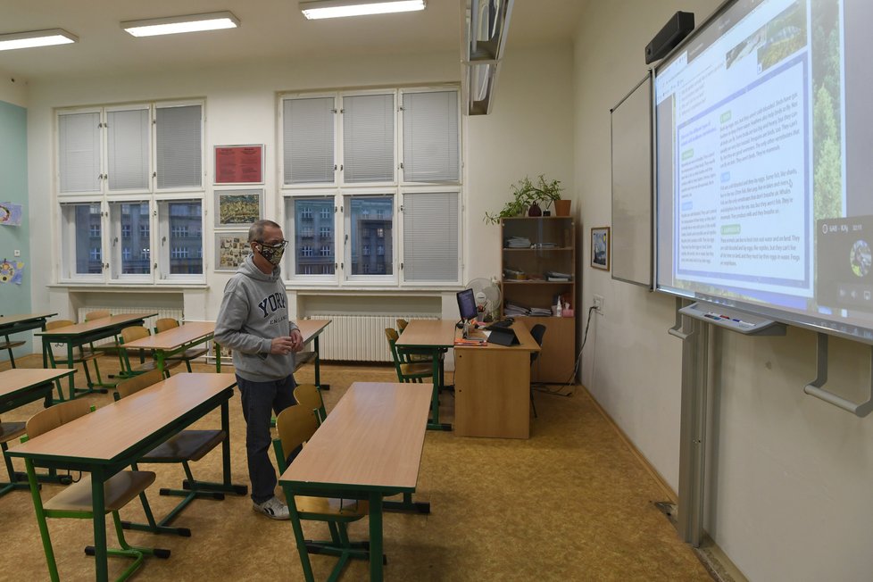 Distanční výuka v jedné z pražských škol.