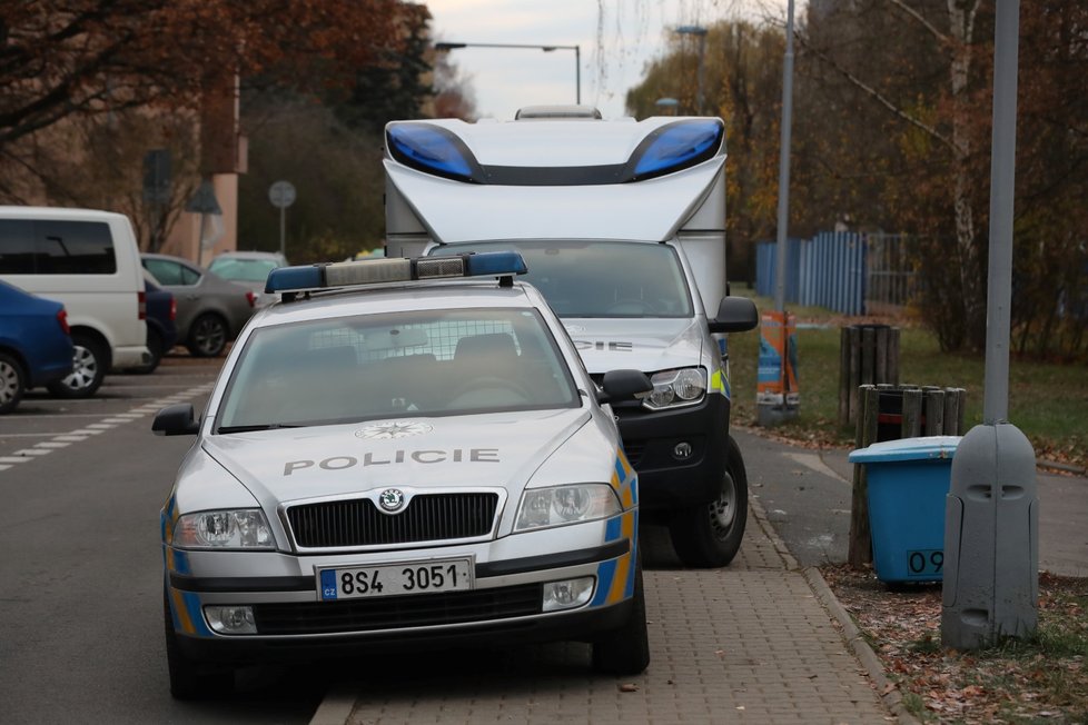 Policisté před školou.