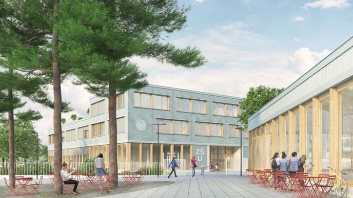 Vítězný návrh základní školy v Uhříněvsi podle studia re:architekti.