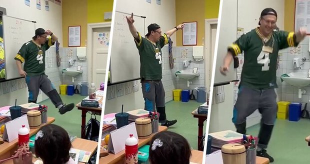 Školník René Chmelař (51) z ZŠ Město Albrechtice boří internet videem, kde rapuje na vyjmenovaná slova.