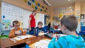 Výuka žáků v soukromé základní škole Sion v Mandysově ulici v Hradci Králové (21. 10. 2021)