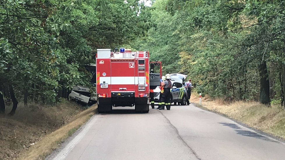 Autobus u Skorkova vyjel ze silnice a narazil do stromu