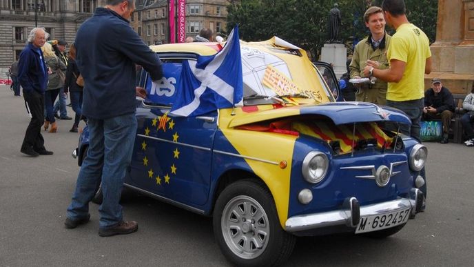 Katalánský veterán přitahoval na George Square pozornost