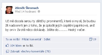 Škromachovo buranské vyjádření na Facebooku.