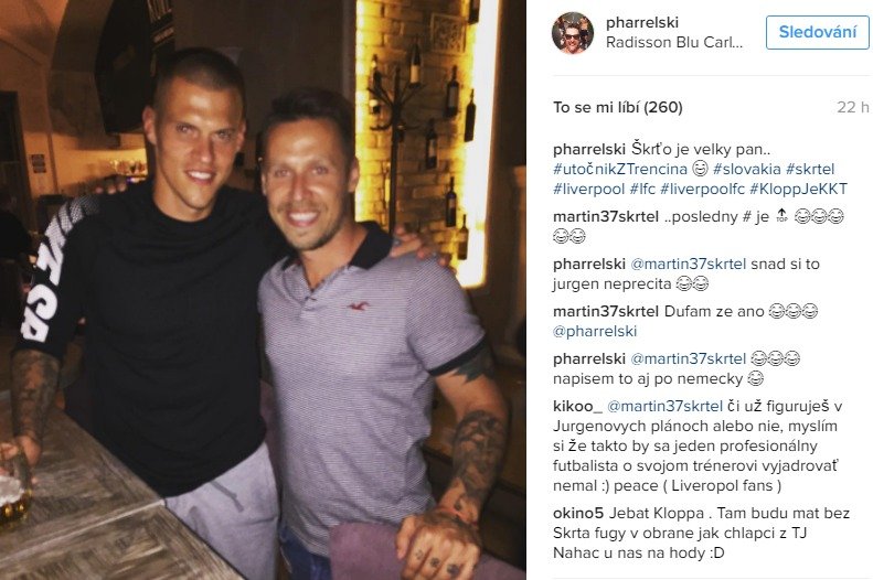 Obránce Liverpoolu Martin Škrtel podporoval na Instagramu nadávky na trenéra Jürgena Kloppa