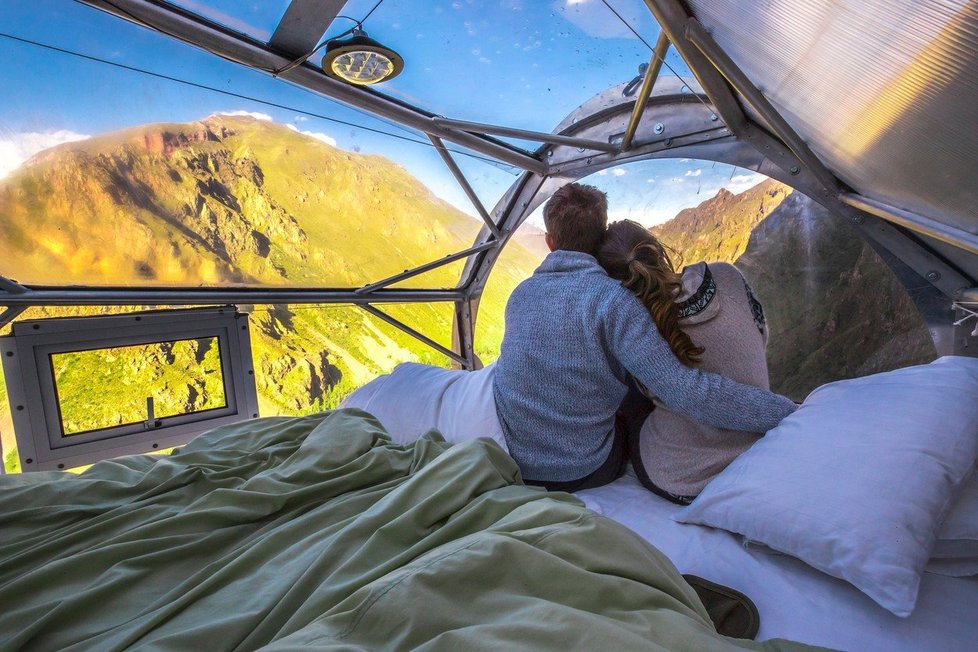 Jedinečné ubytování ve Skylodge Adventure Suites v Peru