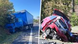 Dopravní nehoda auta a náklaďáku na Kladensku: Řidič i spolujezdkyně zemřeli! 