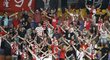 Fanoušci Slavie v Borisovu