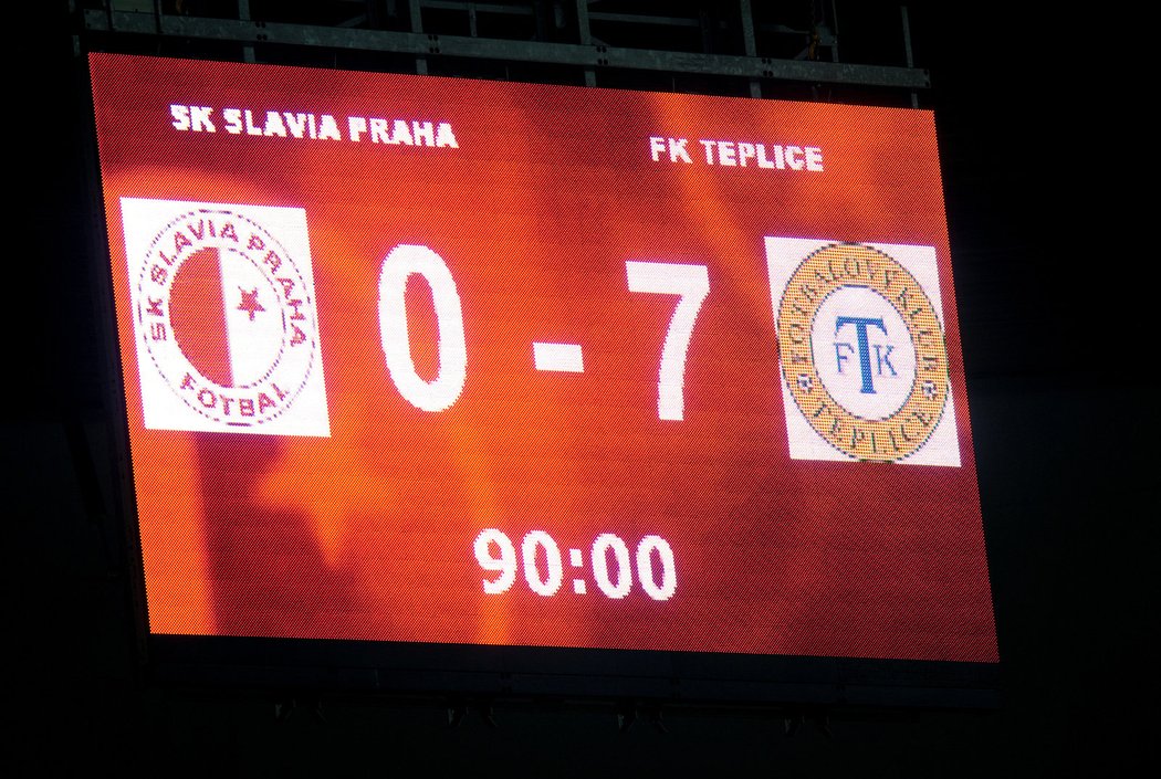 Slavia v dohrávce 5. kola Gambrinus liga zaznamenala s Teplicemi nejtěžší porážku historie