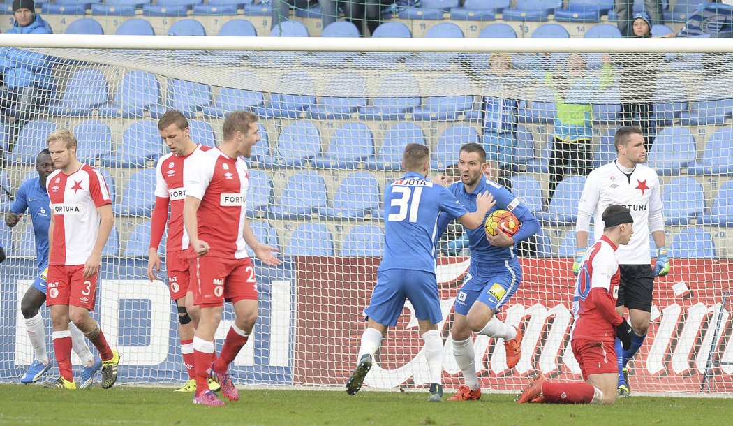 Útočník Liberce Marek Bakoš si připsal proti Slavii vyrovnávací gól