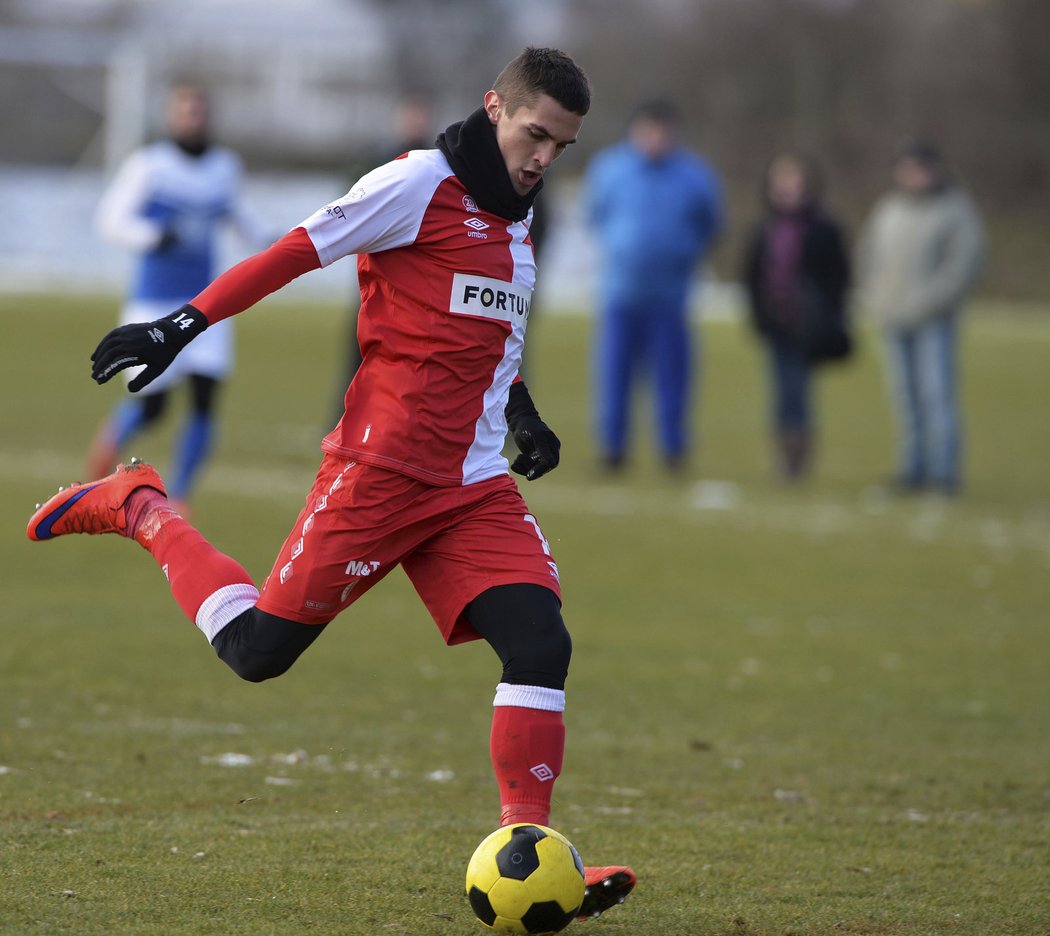 Záložník Slavie Miljan Vukadinovič dal proti Táborsku gól