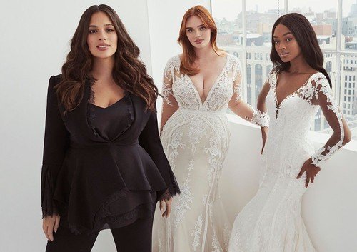 Těhotná modelka Ashley Graham se spojila se španělskou značkou Pronovias a pomohla propagovat její novou kolekci svatebních šatů.