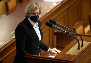 Poslankyně Karla Šlechtová (ANO) ve Sněmovně (29. 4. 2021)