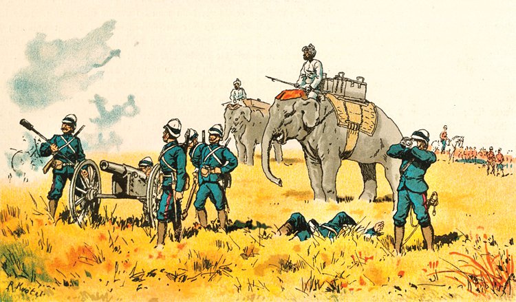 Váleční sloni na dobových výjevech