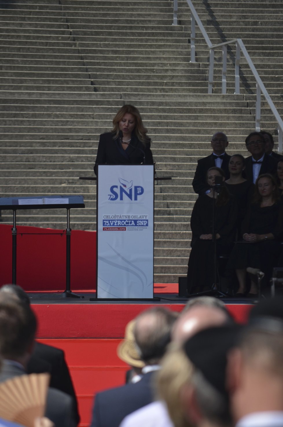 Slovenská prezidentka Zuzana Čaputová během projevu na 75. výročí Slovenského národního povstání (29.08.2019)