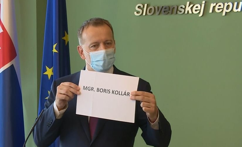 Boris Kollár během tiskové konference k své diplomové práci (26. 6. 2020)