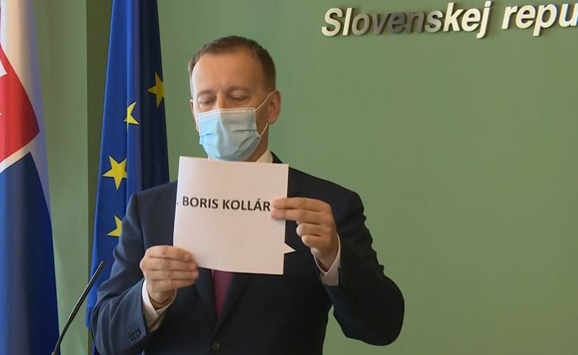 Boris Kollár během tiskové konference ke své diplomové práci (26. 6. 2020)