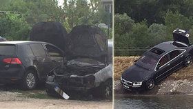 Lupiči v autě s českou SPZ přepadli slovenskou benzinku: Luxusní vůz pak utopili.