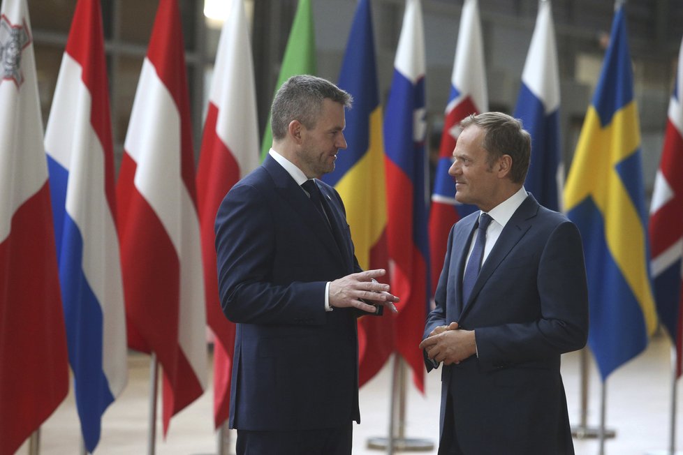 Slovenský premiér Peter Pellegrini a předseda Evropské rady Donald Tusk