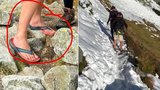 Turista šokoval bizarním obutím v Tatrách: Žabky do zasněžených hor