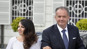 Nový slovenský prezident při inauguraci s novou první dámou Martinou Kiskovou