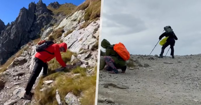 Turisté měli co dělat, aby se udrželi na nohou.