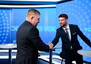 Předvolební debata na Slovensku: Robert Fico (Směr-SD) a Šimečka (Progresivní Slovensko)