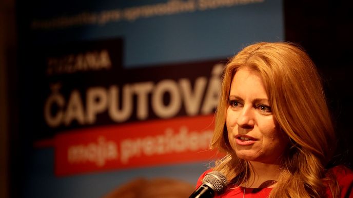 Prezidentské volby na Slovensku: Zuzana Čaputová po zveřejnění prvních neoficiálních výsledků (16. 3. 2019)