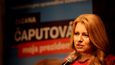 Prezidentské volby na Slovensku: Zuzana Čaputová po zveřejnění prvních neoficiálních výsledků (16. 3. 2019)