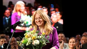 Zuzana Čaputová ve svém štábu po zvolení prezidentkou