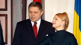 Jednání Roberta Fica a Julie Tymošenkové v lednu 2009.