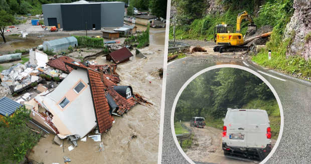 Ničivé povodně ve Slovinsku: České turisty evakuoval vrtulník. A protržená hráz na řece Mura