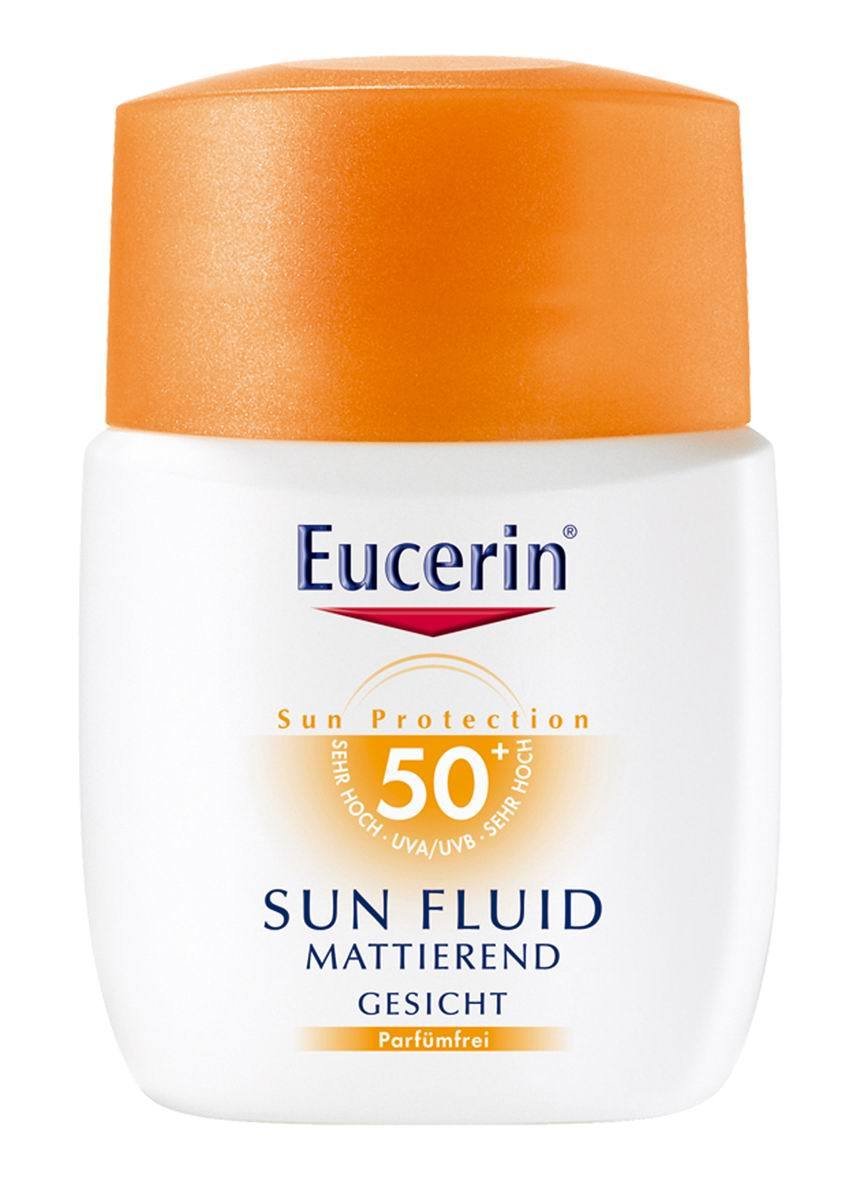 Zmatňující emulze na opalování na obličej SPF 50+, Eucerin, 379 Kč.