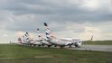 Odstavená dopravní letadla aerolinek Smartwings a ČSA na Letišti Václava Havla v Praze v době pandemie koronaviru (květen 2020)
