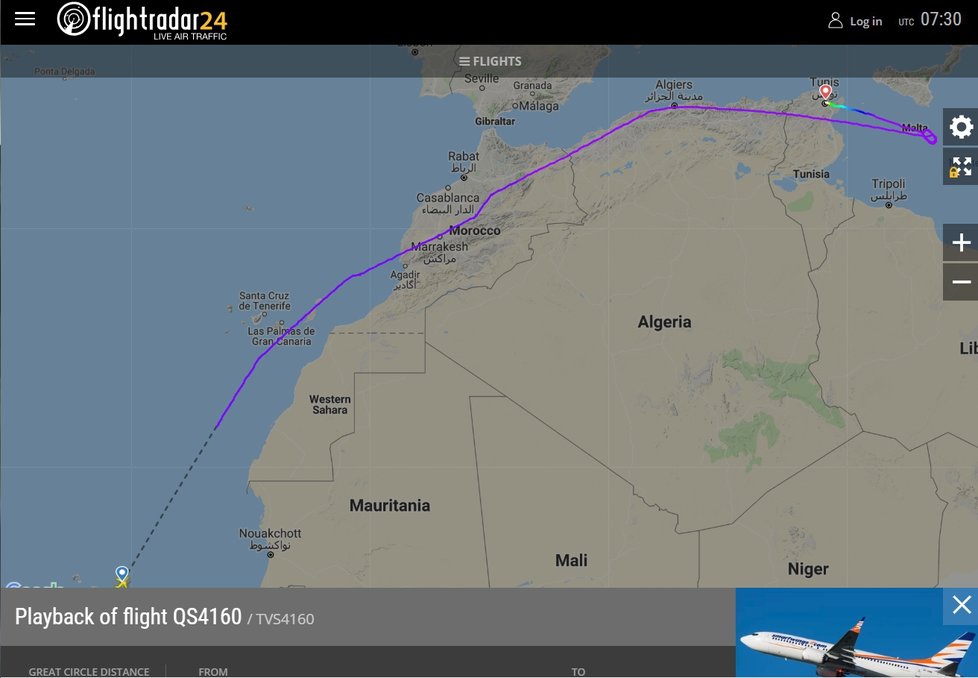 Odkloněný let Smartwings z Kapverd skončil v Tunisu.