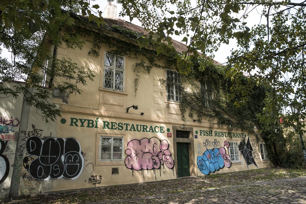 Pohledy z Kampy na Karlův most kazí odpadky.