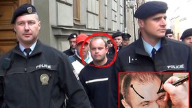 Olomouckého autobusáka Smetanu, který pokreslil politické billboardy, odvádí strážci zákona poté, co ho zatkli na pražské demonstraci odborářů