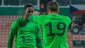Daniel Šmiga z Příbrami slaví gól proti Viktorii Žižkov