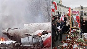 Za pietních akcí při výročí letecké katastrofy jsou v Polsku organizovány demonstrace.