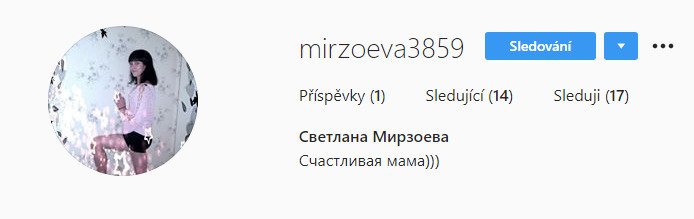 Šťastná máma, stojí v popisku u jejího profilu na instagramu