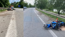 Při tragické nehodě u Hodonína zemřel v pátek dopoledne motorkář, jeho spolujezdkyně je vážně zraněna.