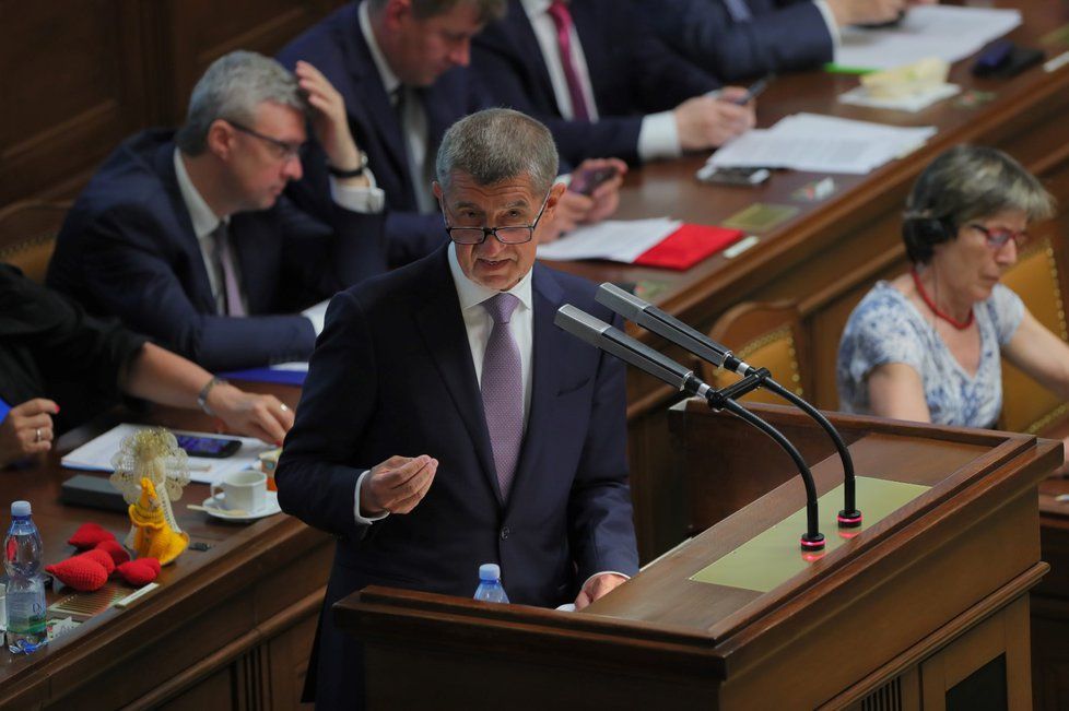 Premiér Andrej Babiš při jednání Poslanecké sněmovny. (4.6.2019)