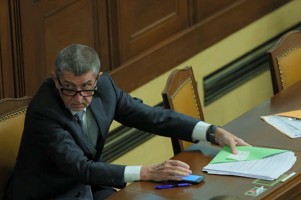 Premiér Andrej Babiš (ANO) ve Sněmovně