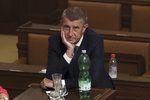 Andrej Babiš (ANO) v červnu 2019 při jednání o důvěře vládě