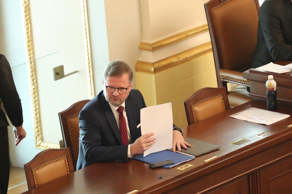 Petr Fiala (ODS) v červnu 2019 při jednání o důvěře vládě