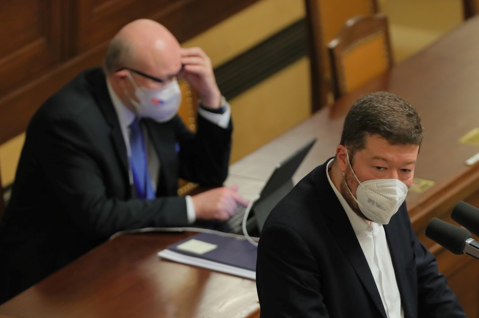 Jednání Sněmovny o pandemickém zákoně: Předseda SPD Tomio Okamura (15. 2. 2022)