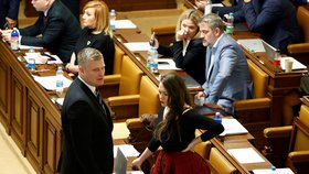 Poslanci Filip Turek a Gabriela Sedláčková (Motoristé) ve Sněmovně (14.11.2025)