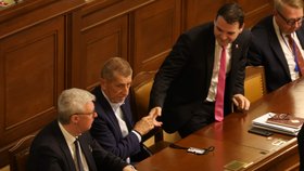 Jednání Sněmovny: Andrej Babiš (ANO) a Petr Macinka (Motoristé) (25.8.2026)