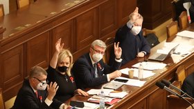 Ustavující schůze Sněmovny: Andrej Babiš, Alena Schillerová, Karel Havlíček a další ministři (10.11.2021)