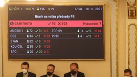 Ustavující schůze Sněmovny: Návrh Aleny Schillerové na to, aby byl Karel Havlíček volitelný za předsedu Sněmovny, neprošel (10.11.2021)